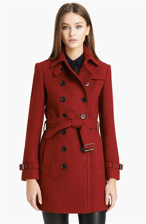 burberry brit red coat|Burberry trench coats women's.